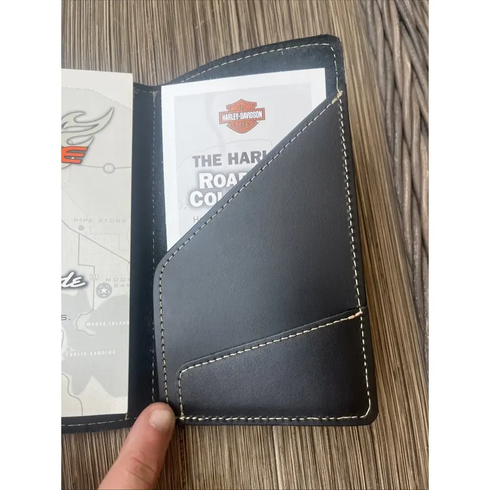 Harley-Davidson Black Leather Road Atlas Compass Travel Wallet